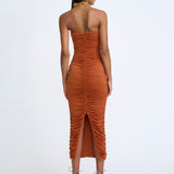 Gloria Gathered Strapless Midi Dress